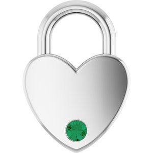 10K White Gold Natural Emerald Heart Locket Charm/Pendant
