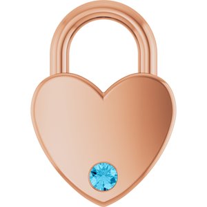 14K Rose Gold Natural Aquamarine Heart Locket Charm/Pendant