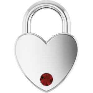 Platinum Natural Mozambique Garnet Heart Locket Charm/Pendant