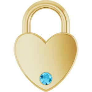 14K Yellow Gold Natural Aquamarine Heart Locket Charm/Pendant