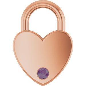 14K Rose Gold Lab-Grown Alexandrite Heart Locket Charm/Pendant