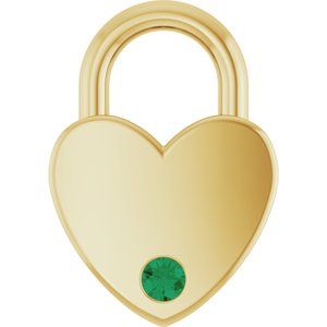 10K Yellow Gold Natural Emerald Heart Locket Charm/Pendant