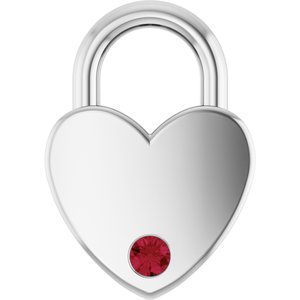 Sterling Silver Lab-Grown Ruby Heart Locket Charm/Pendant