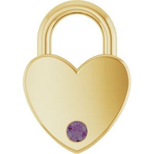 14K Yellow Gold Lab-Grown Alexandrite Heart Locket Charm/Pendant
