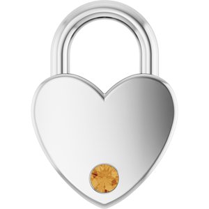 Platinum Natural Citrine Heart Locket Charm/Pendant