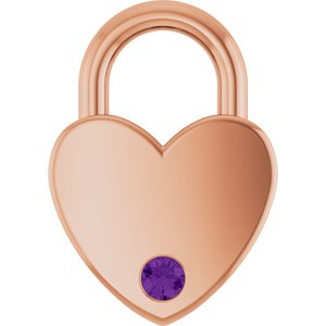 14K Rose Gold Natural Amethyst Heart Locket Charm/Pendant