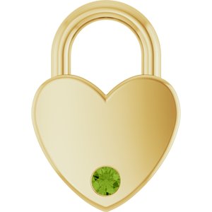 14K Yellow Gold Natural Peridot Heart Locket Charm/Pendant