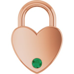 14K Rose Gold Natural Emerald Heart Locket Charm/Pendant
