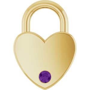 10K Yellow Gold Natural Amethyst Heart Locket Charm/Pendant