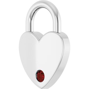 10K White Gold Natural Mozambique Garnet Heart Locket Charm/Pendant – image 2
