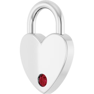 14K White Gold Natural Ruby Heart Locket Charm/Pendant – image 2