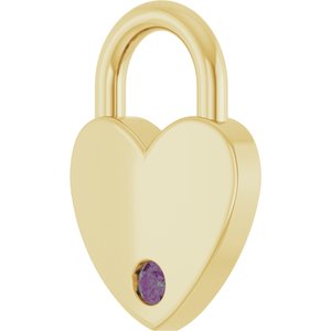 10K Yellow Gold Lab-Grown Alexandrite Heart Locket Charm/Pendant – image 2