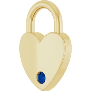 14K Yellow Gold Lab-Grown Blue Sapphire Heart Locket Charm/Pendant – image 2