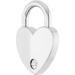 14K White Gold .03 CT Lab-Grown Diamond Heart Locket Charm/Pendant – image 2