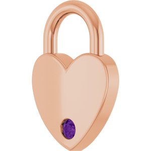 14K Rose Gold Natural Amethyst Heart Locket Charm/Pendant – image 2