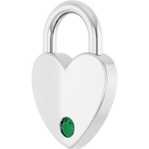 Platinum Lab-Grown Emerald Heart Locket Charm/Pendant – image 2