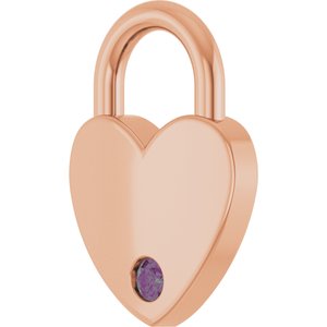 14K Rose Gold Lab-Grown Alexandrite Heart Locket Charm/Pendant – image 2