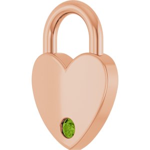 14K Rose Gold Natural Peridot Heart Locket Charm/Pendant – image 2