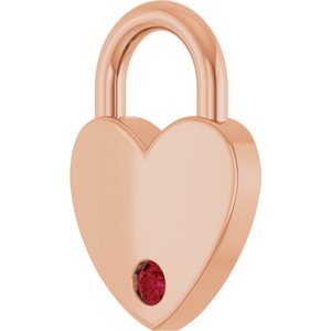 14K Rose Gold Lab-Grown Ruby Heart Locket Charm/Pendant – image 2