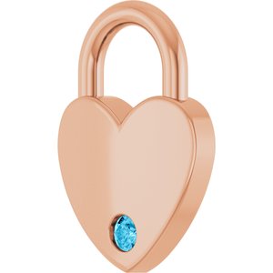 14K Rose Gold Natural Aquamarine Heart Locket Charm/Pendant – image 2