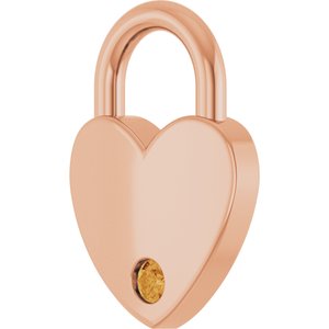14K Rose Gold Natural Citrine Heart Locket Charm/Pendant – image 2