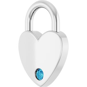 Platinum Natural Blue Zircon Heart Locket Charm/Pendant – image 2
