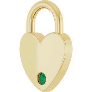 10K Yellow Gold Natural Emerald Heart Locket Charm/Pendant – image 2