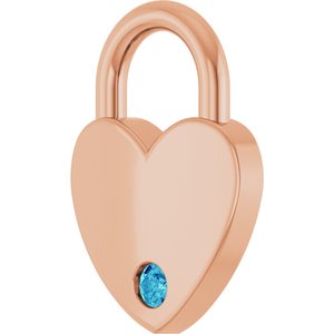 14K Rose Gold Natural Blue Zircon Heart Locket Charm/Pendant – image 2