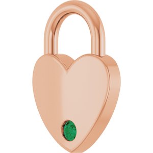 14K Rose Gold Natural Emerald Heart Locket Charm/Pendant – image 2
