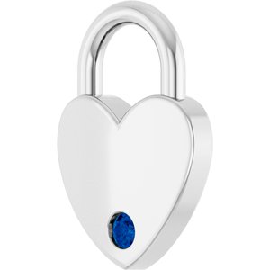 Platinum Lab-Grown Blue Sapphire Heart Locket Charm/Pendant – image 2
