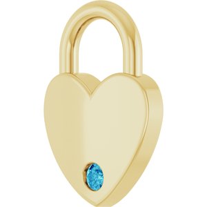 14K Yellow Gold Natural Blue Zircon Heart Locket Charm/Pendant – image 2