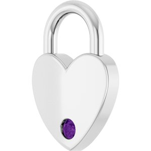 14K White Gold Natural Amethyst Heart Locket Charm/Pendant – image 2