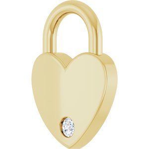 10K Yellow Gold .03 CT Natural Diamond Heart Locket Charm/Pendant – image 2