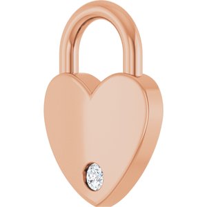 14K Rose Gold .03 CT Natural Diamond Heart Locket Charm/Pendant – image 2