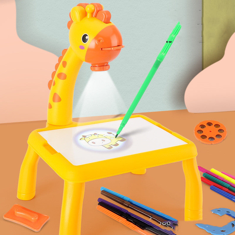 Children's LED Projector Drawing Table – Art Desk with Music and Painting Board