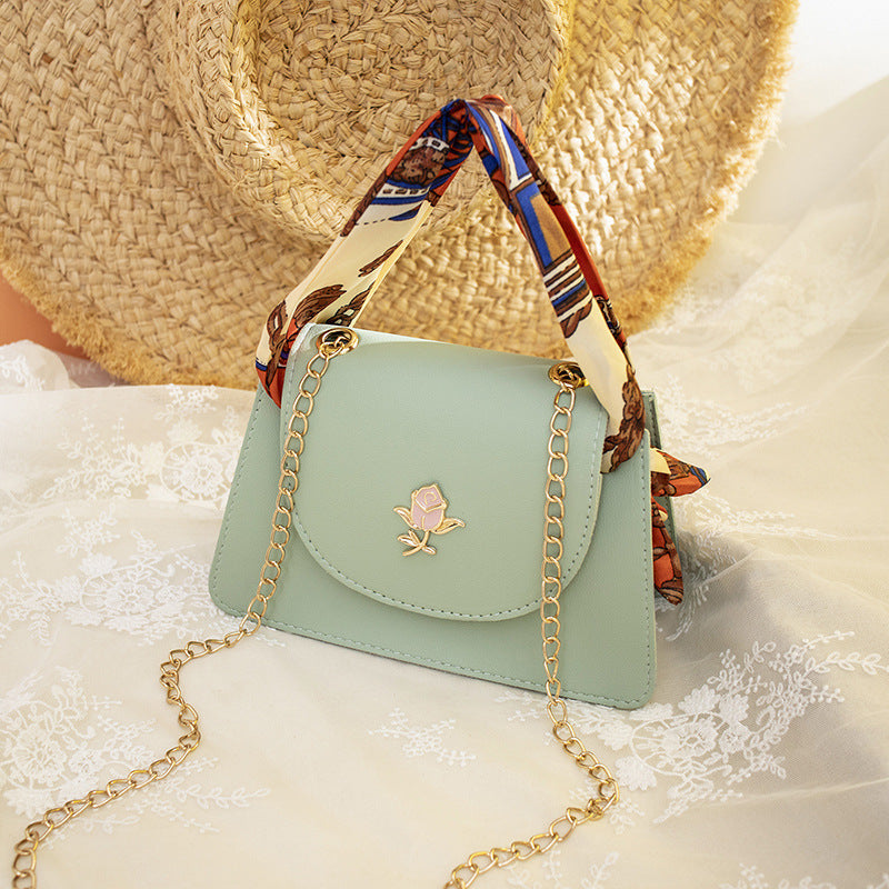 Silk Scarf Handbag Mobile Phone Bag Chain Bag Shoulder Messenger Bag (See size chart where applicable)