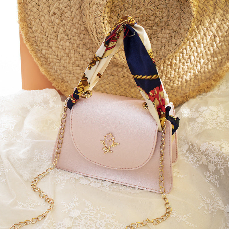 Silk Scarf Handbag Mobile Phone Bag Chain Bag Shoulder Messenger Bag (See size chart where applicable)