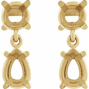 14K Yellow Gold 7x5 mm Pear Dangle Earring Mounting – image 2