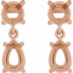 14K Rose Gold 7x5 mm Pear Dangle Earring Mounting – image 2