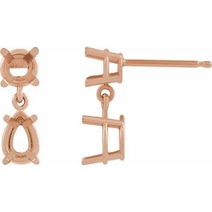 14K Rose Gold 7x5 mm Pear Dangle Earring Mounting