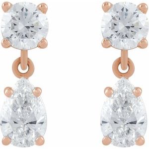 14K Rose Gold 1 1/2 CTW Lab-Grown Diamond Two-Stone Earrings – image 2