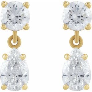 14K Yellow Gold 1 1/6 CTW Lab-Grown Diamond Two-Stone Earrings – image 2