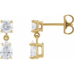 14K Yellow Gold 1 1/6 CTW Lab-Grown Diamond Two-Stone Earrings