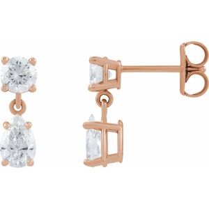 14K Rose Gold 1 1/6 CTW Lab-Grown Diamond Two-Stone Earrings