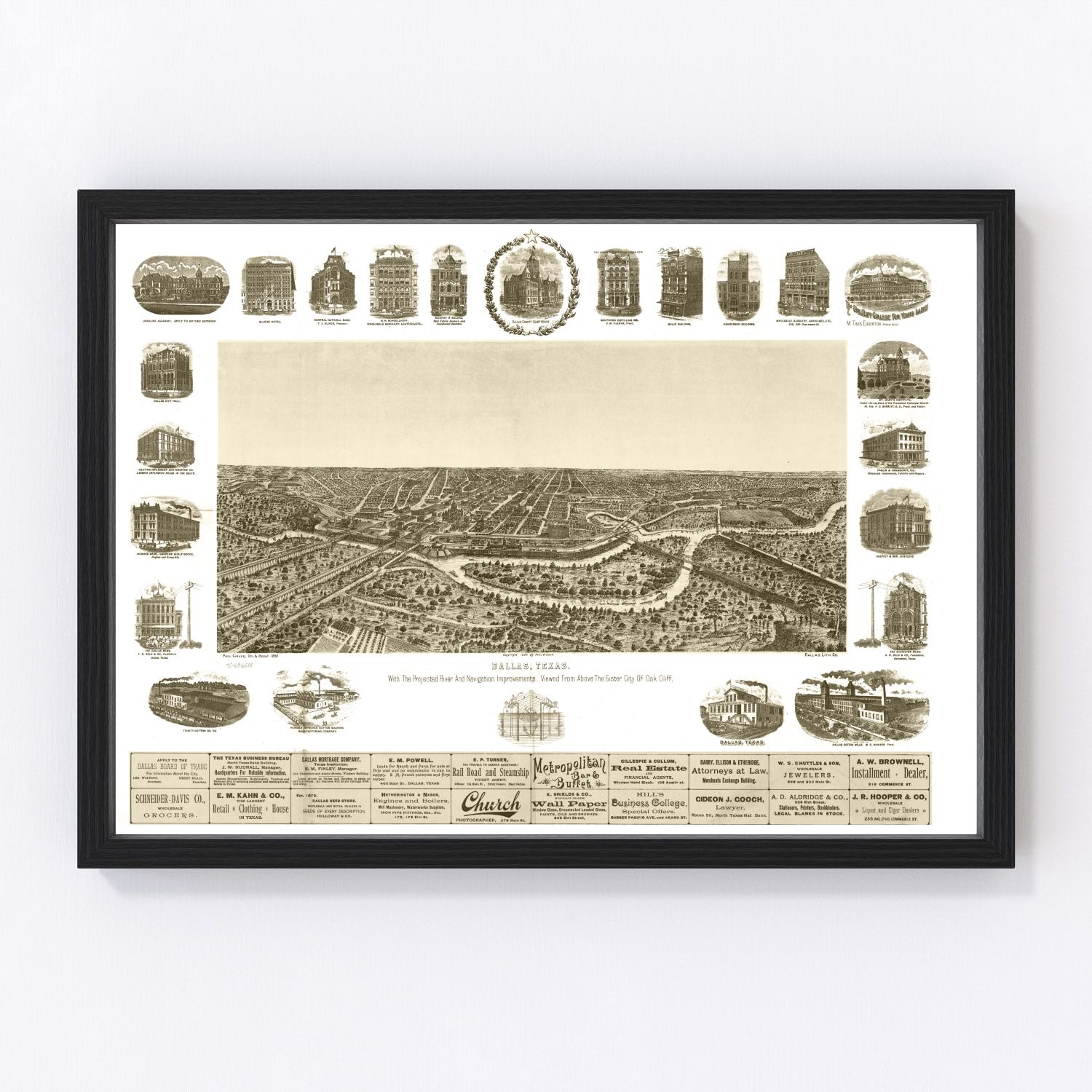 Vintage Map of Dallas, Texas 1892