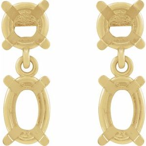 14K Yellow Gold 6x4 mm Oval Dangle Earring Mounting – image 2
