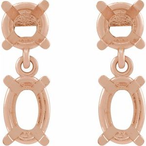 14K Rose Gold 7x5 mm Oval Dangle Earring Mounting – image 2