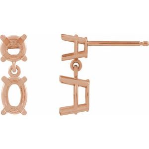 14K Rose Gold 7x5 mm Oval Dangle Earring Mounting