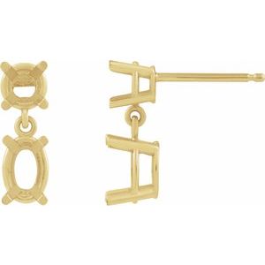14K Yellow Gold 6x4 mm Oval Dangle Earring Mounting