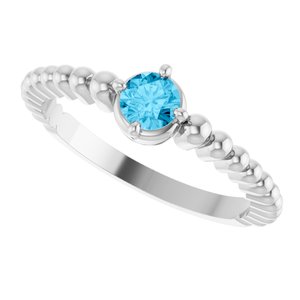 Platinum Natural Aquamarine Graduated Bead Ring – image 5